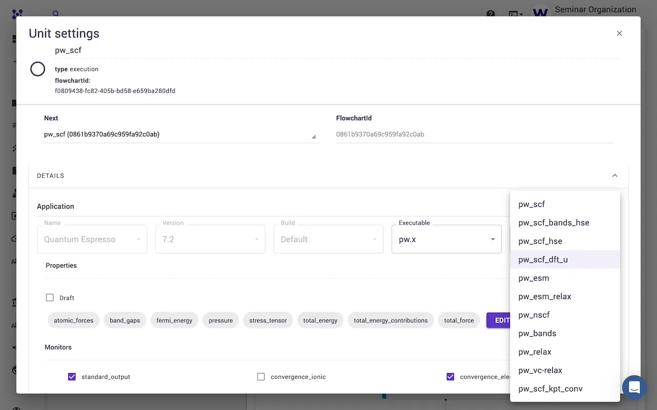 Select executable and flavor